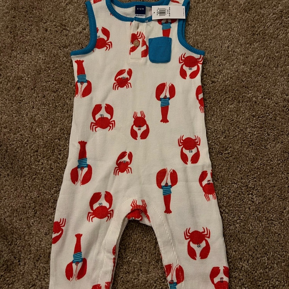 Old Navy Red and Blue Lobster Snap Romper